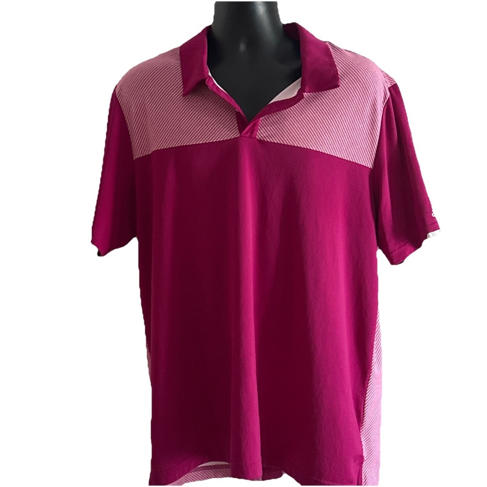 Adidas Climachill Burgundy Solid And Striped Golf Polo Sz XL Logo Piper Glen TPC